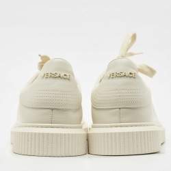 Versace Cream Leather Medusa Logo Low Top Sneakers Size 45