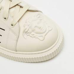 Versace Cream Leather Medusa Logo Low Top Sneakers Size 45