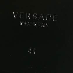 Pre Owned Versace Black Leather Square Toe Mules Size 44