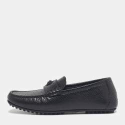Pre Owned Versace Black Snakeskin Leather Medusa Loafers Size 40