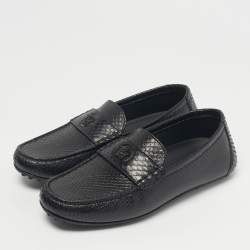 Pre Owned Versace Black Snakeskin Leather Medusa Loafers Size 40