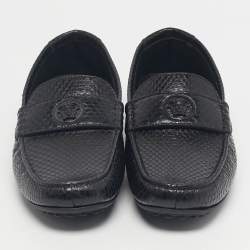 Pre Owned Versace Black Snakeskin Leather Medusa Loafers Size 40