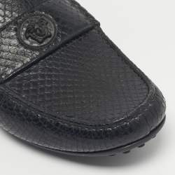 Pre Owned Versace Black Snakeskin Leather Medusa Loafers Size 40