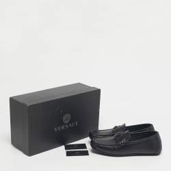 Pre Owned Versace Black Snakeskin Leather Medusa Loafers Size 40