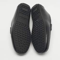 Pre Owned Versace Black Snakeskin Leather Medusa Loafers Size 40