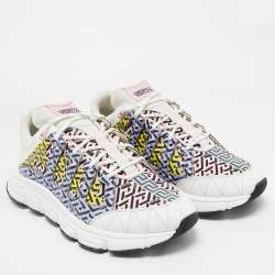 Pre Owned Versace Multicolor Canvas and Leather Trigreca Sneakers Size 46