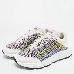 Pre Owned Versace Multicolor Canvas and Leather Trigreca Sneakers Size 46