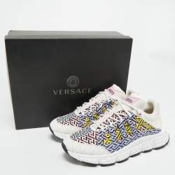 Pre Owned Versace Multicolor Canvas and Leather Trigreca Sneakers Size 46