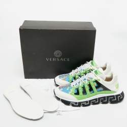 Pre Owned Versace Multicolor Canvas and Leather Trigreca Sneakers Size 46