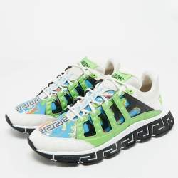 Pre Owned Versace Multicolor Canvas and Leather Trigreca Sneakers Size 46