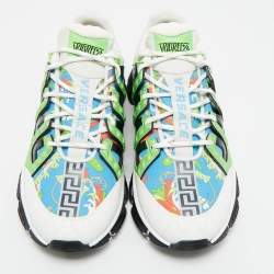 Pre Owned Versace Multicolor Canvas and Leather Trigreca Sneakers Size 46