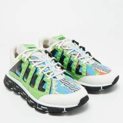 Pre Owned Versace Multicolor Canvas and Leather Trigreca Sneakers Size 46