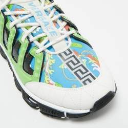 Pre Owned Versace Multicolor Canvas and Leather Trigreca Sneakers Size 46