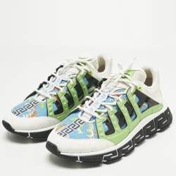 Pre Owned Versace Multicolor Canvas and Leather Trigreca Sneakers Size 46