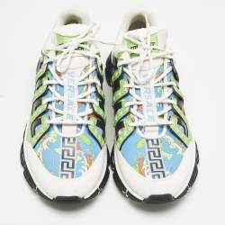 Pre Owned Versace Multicolor Canvas and Leather Trigreca Sneakers Size 46
