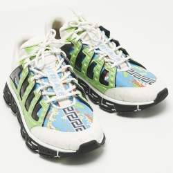 Pre Owned Versace Multicolor Canvas and Leather Trigreca Sneakers Size 46