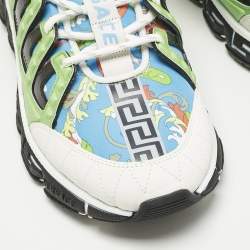 Pre Owned Versace Multicolor Canvas and Leather Trigreca Sneakers Size 46