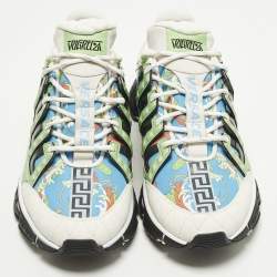 Pre Owned Versace Trigreca Size 46 Multicolor Canvas and Leather  Low Top Sneakers