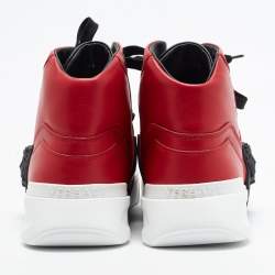 Pre Owned Versace Medusa Size 43 Red/Black Leather High Top Sneakers