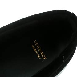 Versace Black Velvet Crystal Embellished Corona Slip On Sneakers Size 40