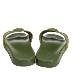 Versace Olive Green Rubber Medusa Slip On Sandal Size 45