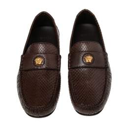 Pre Owned حذاء لوفرز فيرساتشي سليب أون مادوسا جلد ثعبان بني مقاس 42