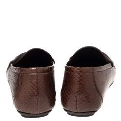 Versace Brown Snakeskin Leather Medusa Slip On Loafers Size 42