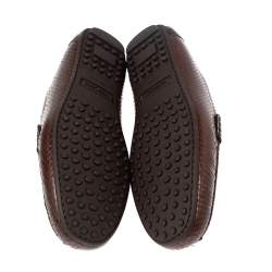 Versace Brown Snakeskin Leather Medusa Slip On Loafers Size 42