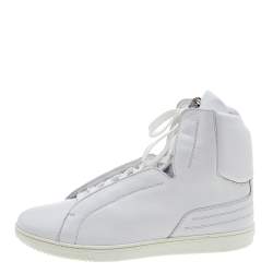 مملوكة مسبقًا Versace White Leather Medusa High Top Sneakers Size 43