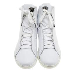 مملوكة مسبقًا Versace White Leather Medusa High Top Sneakers Size 43