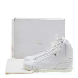 مملوكة مسبقًا Versace White Leather Medusa High Top Sneakers Size 43