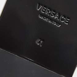 Pre Owned صندل سلايد فيرساتشي غريكا قماش وجلد أسود/أصفر مقاس 41