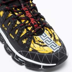 Pre Owned Versace Multicolor Barocco Print Nylon and Rubber Trigreca Low Top Sneakers Size 43