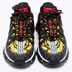 Pre Owned Versace Multicolor Barocco Print Nylon and Rubber Trigreca Low Top Sneakers Size 43