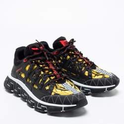 Pre Owned Versace Multicolor Barocco Print Nylon and Rubber Trigreca Low Top Sneakers Size 43