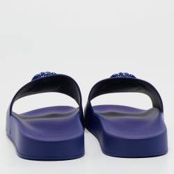 Versace Blue Rubber Medusa Head Flat Slides Size 46