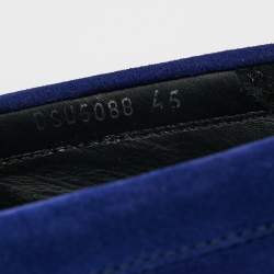 Pre Owned Versace Blue Embossed Leather and Suede Medusa Loafers Size 45