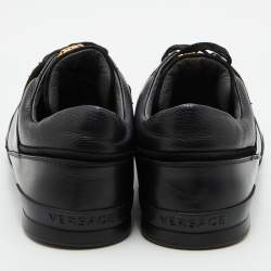 Versace Black Leather Medusa Low Top Sneakers Size 44