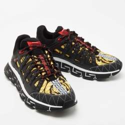 Versace Multicolor Barocco Print Nylon and Rubber Trigreca Low Top Sneakers Size 44