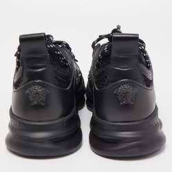 Versace Black Mesh And Leather Chain Reaction Sneakers Size 39