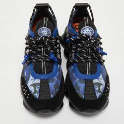 Versace Multicolor Baroque Print Mesh And Rubber Chain Reaction Sneakers Size 42