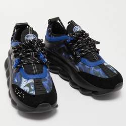 Versace Multicolor Baroque Print Mesh And Rubber Chain Reaction Sneakers Size 42