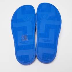 Pre Owned Versace Blue Rubber Flat Slides Size 41