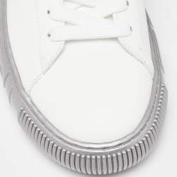 Versace White/Silver Leather Greca Sneakers Size 43