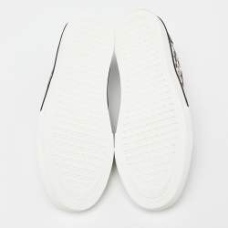 Versace Black/White Printed Leather Slip On Sneakers Size 43