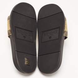 Fendi X Versace Black Rubber Metal Embellished Flat Slides Size 45