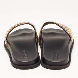 Fendi X Versace Black Rubber Metal Embellished Flat Slides Size 45