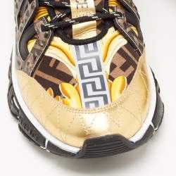  Fendi x Versace Multicolor Leather Low Top Trainers Sneakers Size 45