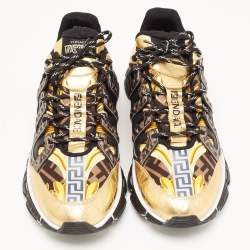  Fendi x Versace Multicolor Leather Low Top Trainers Sneakers Size 45