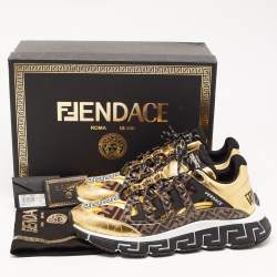  Fendi x Versace Multicolor Leather Low Top Trainers Sneakers Size 45